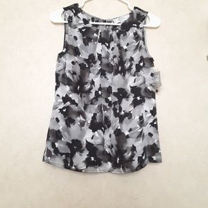 Kasper separates flowery black and white blouse